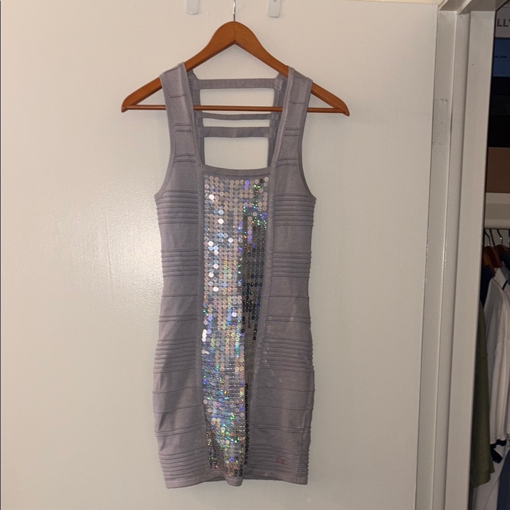 Sleeveless Silver Sequin Bodycon Dress